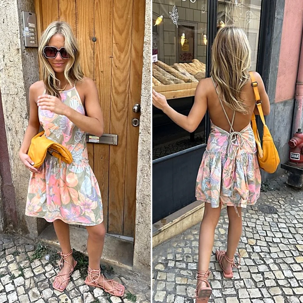 Free People, Deserted Island Open Back Mini Dress In Tropical Print - Picture 3 of 4